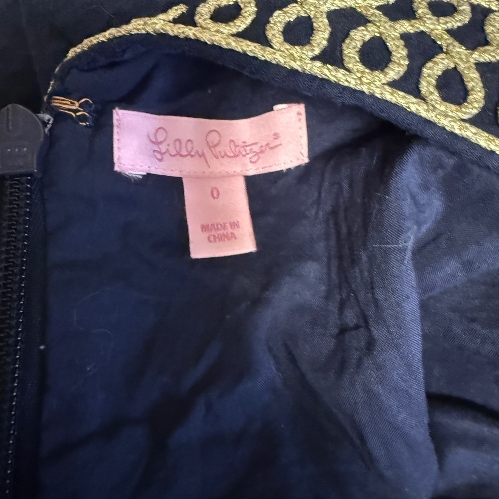Lilly Pulitzer Women's Aveline Shift, True Navy & Gold 0 - Picture 4 of 6
